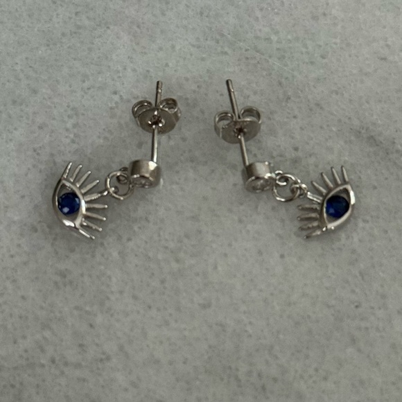 Sterling Silver Blue Crystal Evil Eye Pendant Dangle Earrings 

Brand New - Picture 2 of 4